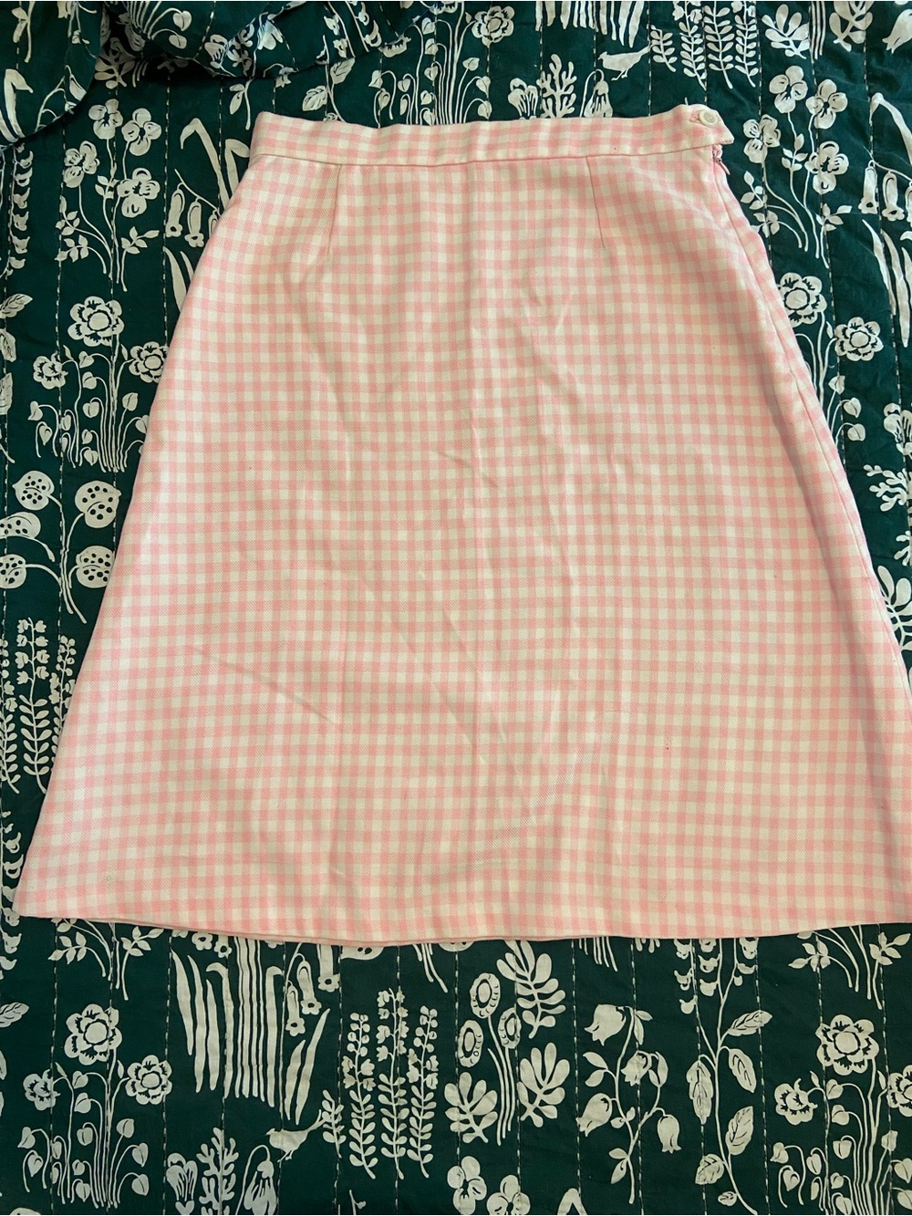 Vintage Pink and White Gingham A-Line Skirt - Picture 6 of 7
